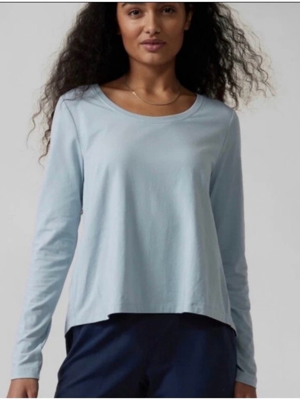 Athleta Light Blue Long Sleeve Scoop Neck Top